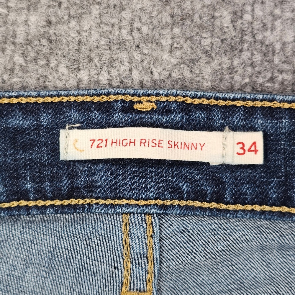 Levi's 721 High Rise Skinny Jeans Women 34x32 Blue Story Stretch Dark Wash Denim - Picture 3 of 13